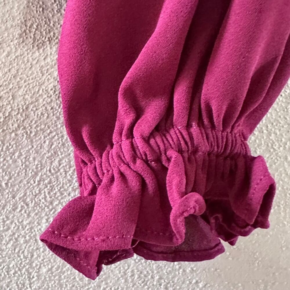 LOFT Draped Sleeve Mixed Media Top, Magical Plum, Size Medium - Picture 6 of 8